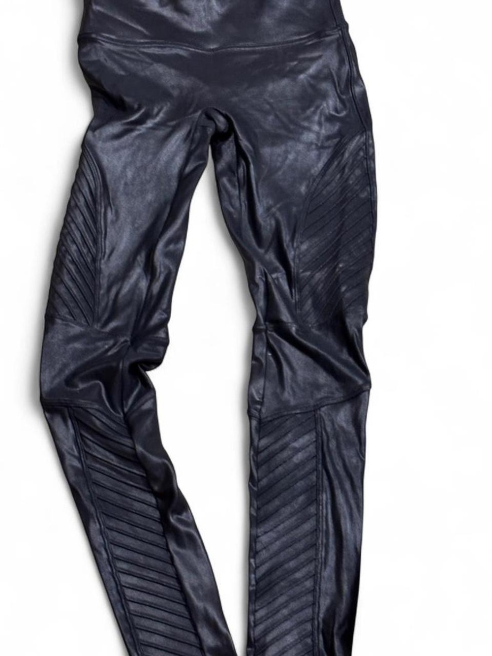 SPANX Faux-Leather Black Moto Leggings